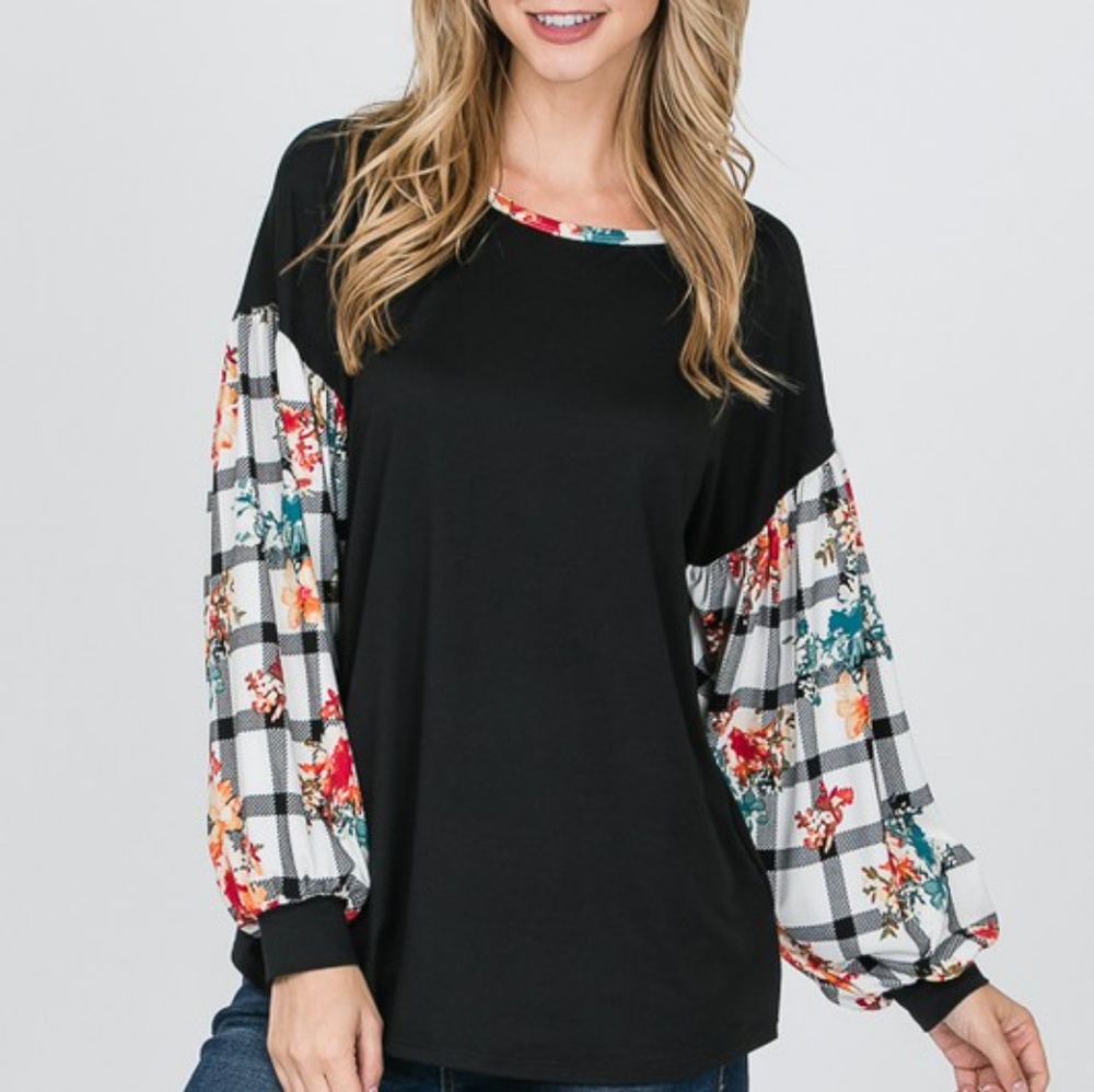 Red Lolly Floral Plaid White/Black